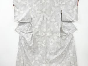 アンティーク　抽象枝葉模様織り出し　十日町紬着物